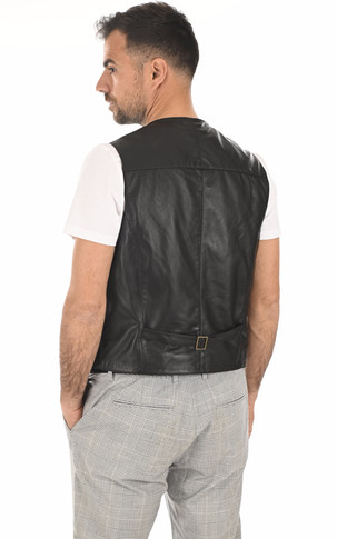 Gilet veston cuir noir