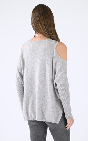 Pull ajouré cachemire gris