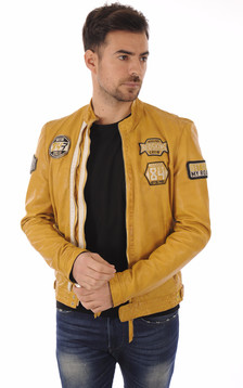 Blouson Resse Cuir Jaune Style Motard Blouson Resse Cuir Jaune Style Motard