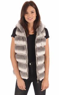 la canadienne Gilet réversible en fourrure rex gris