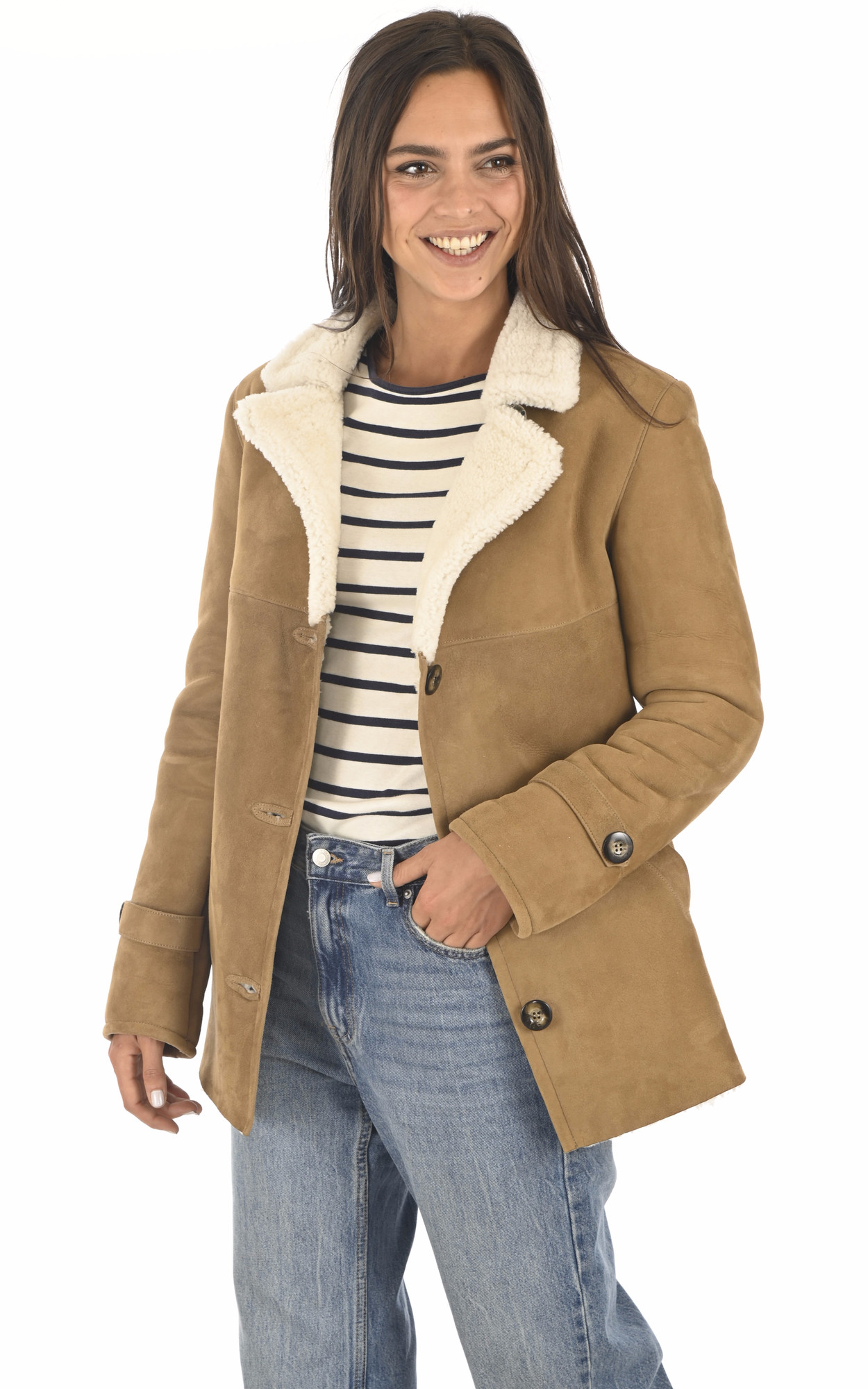 Blouson femme best sale peau lainée