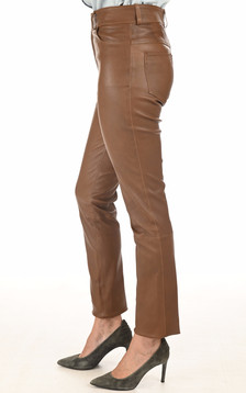 Pantalon Jean cuir stretch cognac