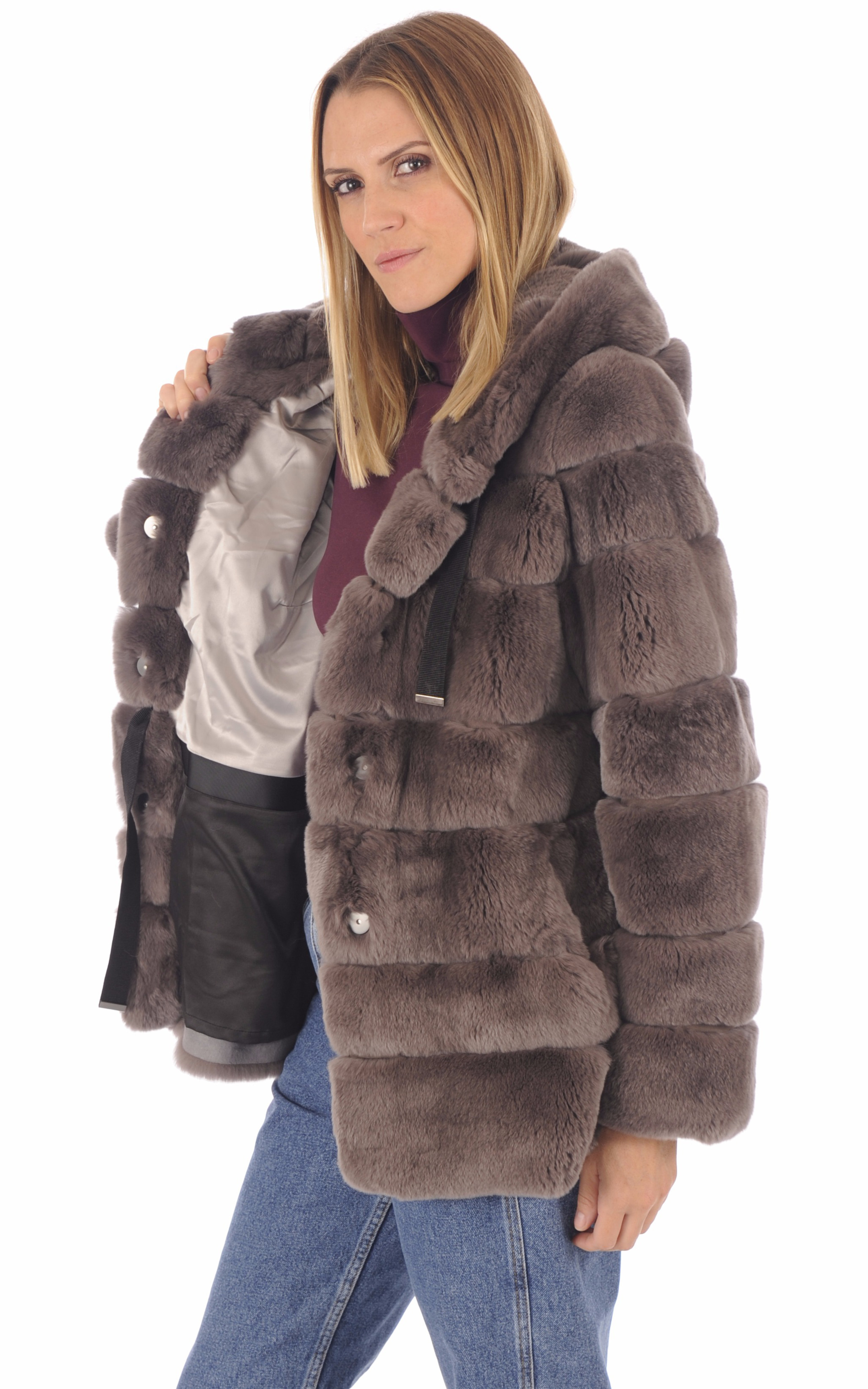 Veste cuir fourrure femme
