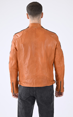 Blouson cuir Wartburg orange