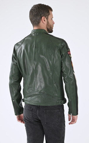 Blouson cuir Wartburg vert