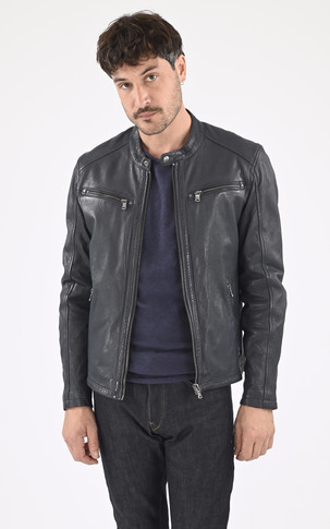 Blouson cuir Gafino Navy blue