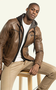 Blouson best sale cuir cognac