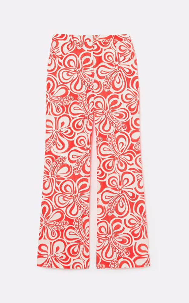 Pantalon fluide imprimé fleuri corail Tara Jarmon