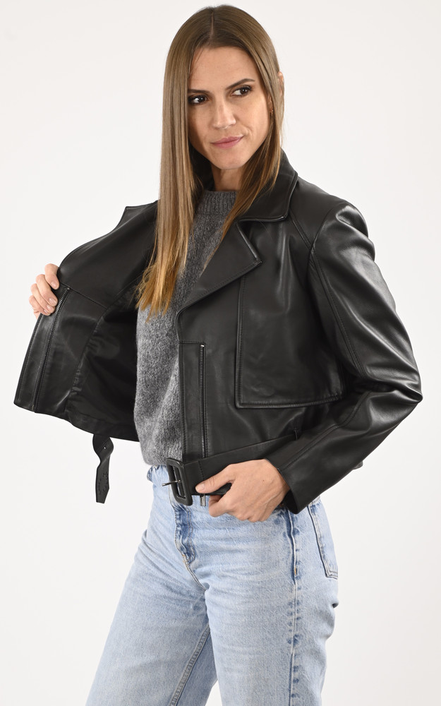 Veste en cuir Joliette Noire Possery