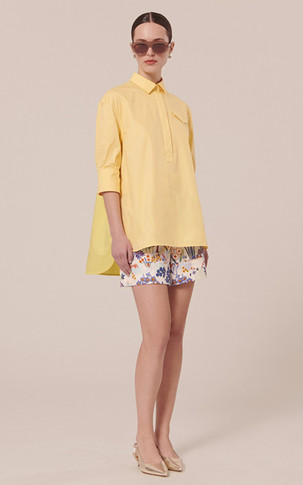 Chemise manches courtes oversize jaune