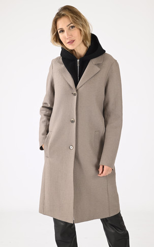 Manteau 3/4 en laine taupe