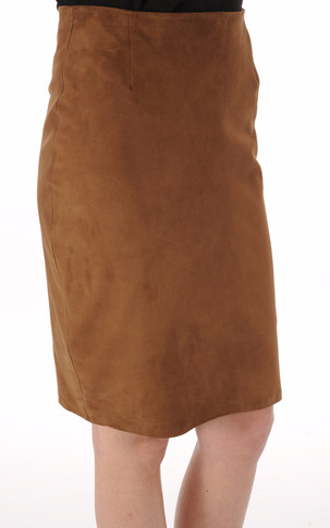 Jupe cuir velours cognac