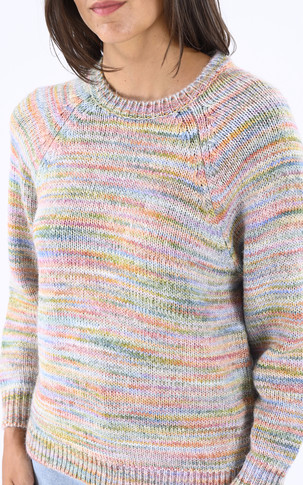 Pull col rond oversize multicolor