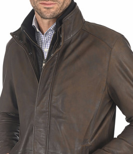 Smarty Veste 3/4 Cuir Chaud Homme Marron France Pas Cher