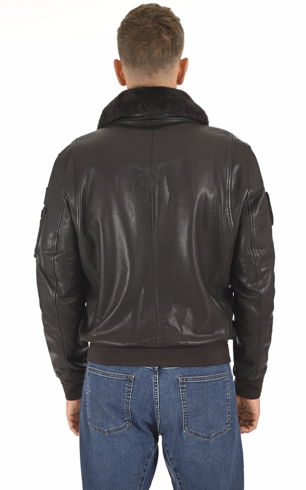 Blouson pilote cuir Athos Brown Patrouille de France