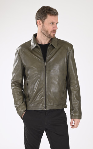 Blouson cuir souple agneau kaki