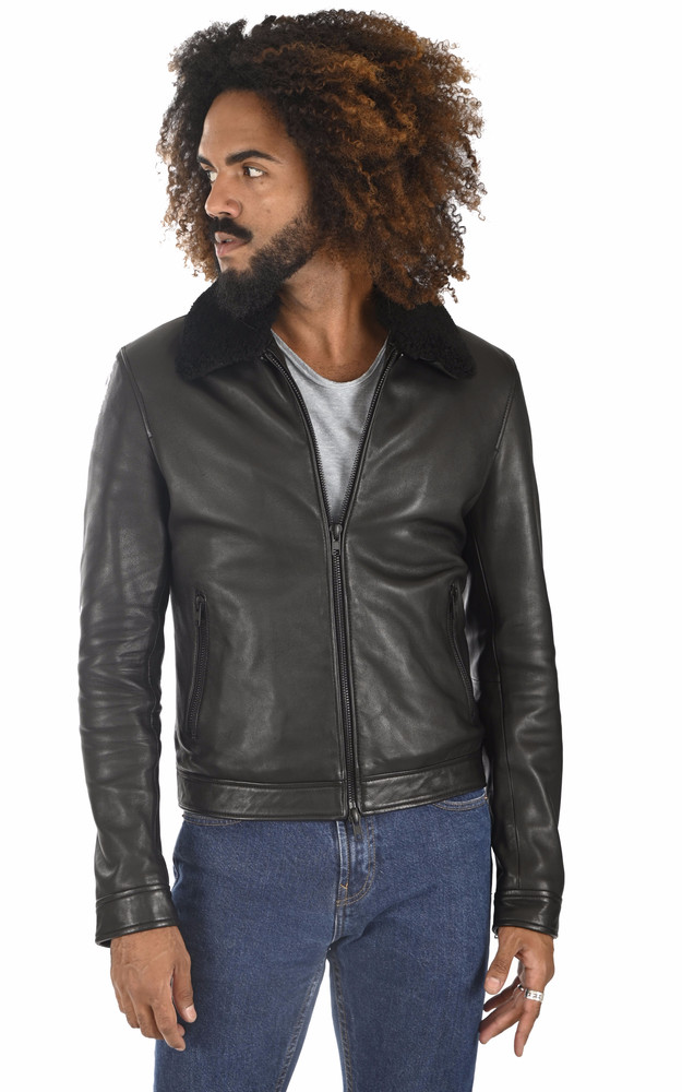 Blouson Random noir col mouton Serge Pariente