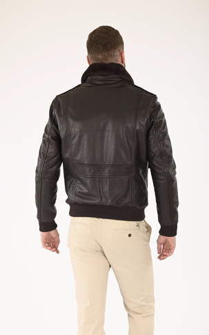 Blouson pilote cuir marron