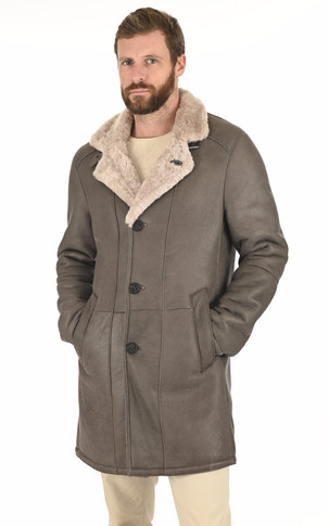 Manteau peau lainée gris