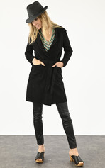 Trench cuir velours noir
