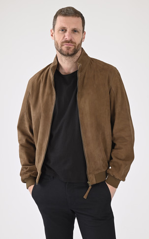 Blouson  cuir velours Expo taupe