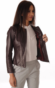 Veste discount cuir bordeaux