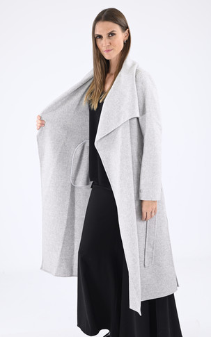 Long manteau laine gris