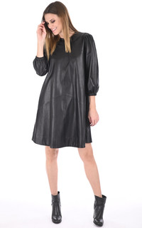 Robe trapèze agneau noire