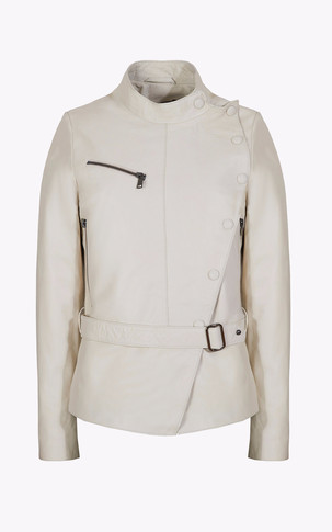 Veste asymétrique cuir Naya blanc