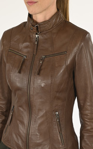 Veste en cuir online brune femme