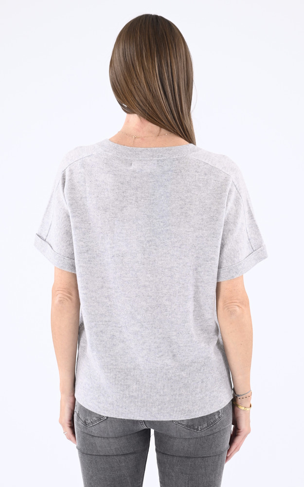 Pull manches courtes cachemire gris Notshy
