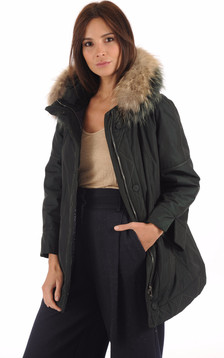 Parka Confortable Verte Fourrure Bicolore Parka Confortable Verte Fourrure Bicolore