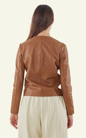 Veste cuir Caroline cognac