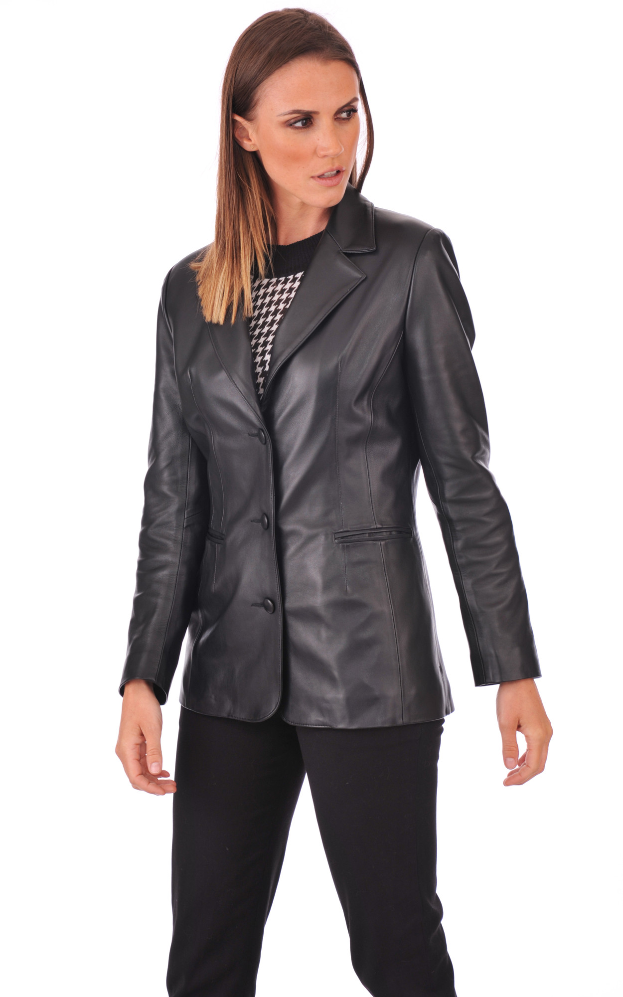 Blazer long cuir discount femme