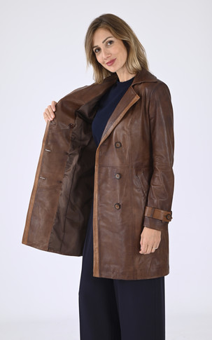 Trench cuir Cognac