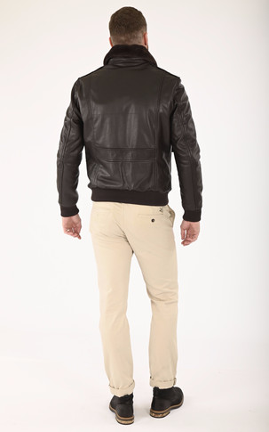 Blouson pilote cuir marron