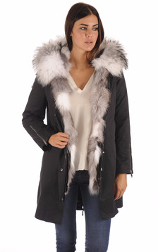 Parka Noire 2-en-1 Fourrée Renard Parka Noire 2-en-1 Fourrée Renard