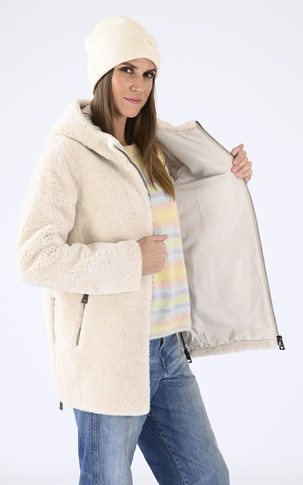 Veste peau lainée beige