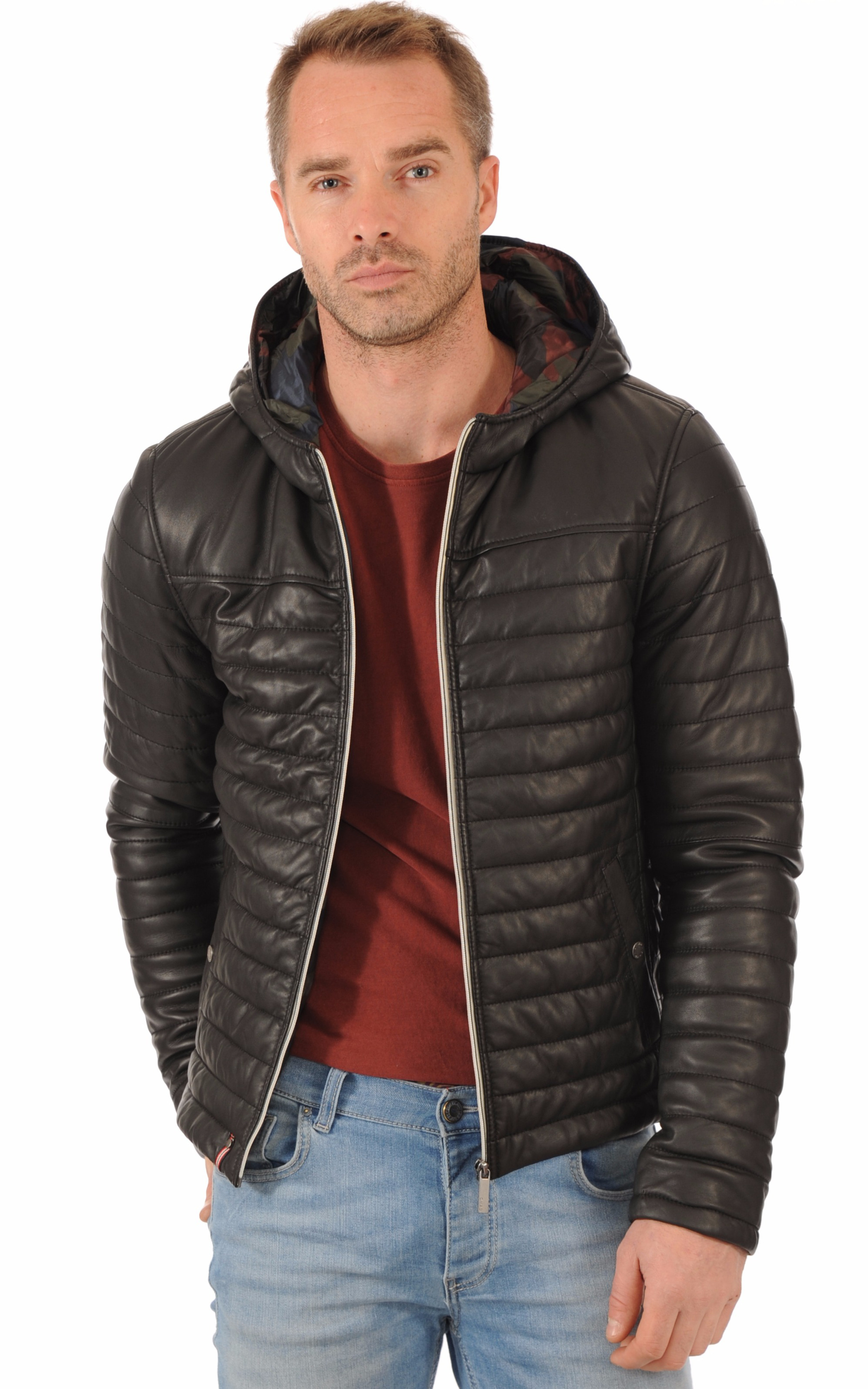 Doudoune Cuir Noir Homme Oakwood - La Canadienne - Blouson Cuir Noir