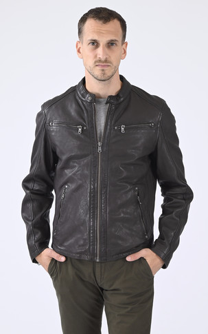 Blouson Gafino en cuir marron foncé