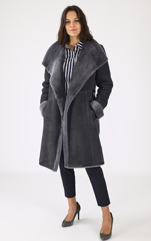 Manteau agneau velours gris