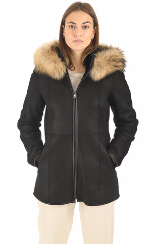 Veste réversible agneau noir