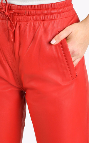 Pantalon jogpant cuir rouge