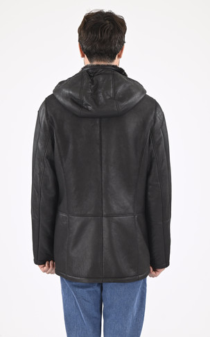 Veste capuche peau lainée noir