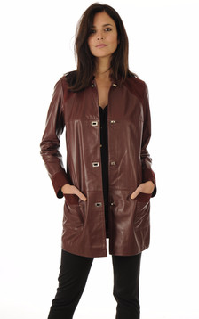 Veste 3/4 Cuir Bordeaux Veste 3/4 Cuir Bordeaux