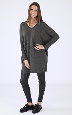 Robe pull cachemire kaki