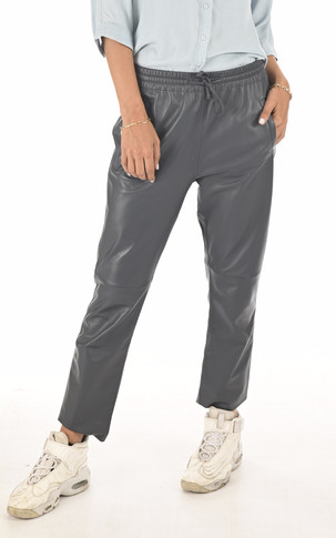 Pantalon jogpant cuir bleu pétrole