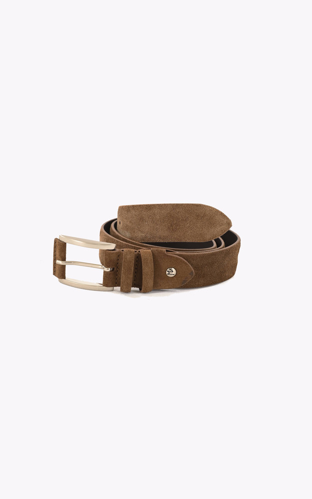 Ceinture cuir nubuck marron foncé Mancini