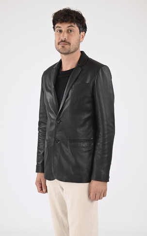 Blazer Merge cuir agneau noir