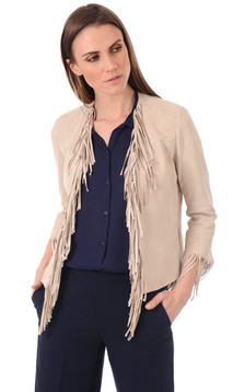 Blouson Cuir Velours à Franges Blouson Cuir Velours à Franges